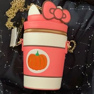 Hello Kitty Pumpkin Spice Kitty Cup Crossbody Bag Loungefly